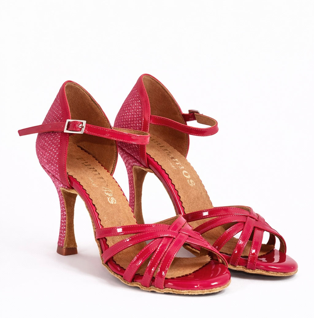 Sandales à talons Eluna roses à strass - Modèle glamour