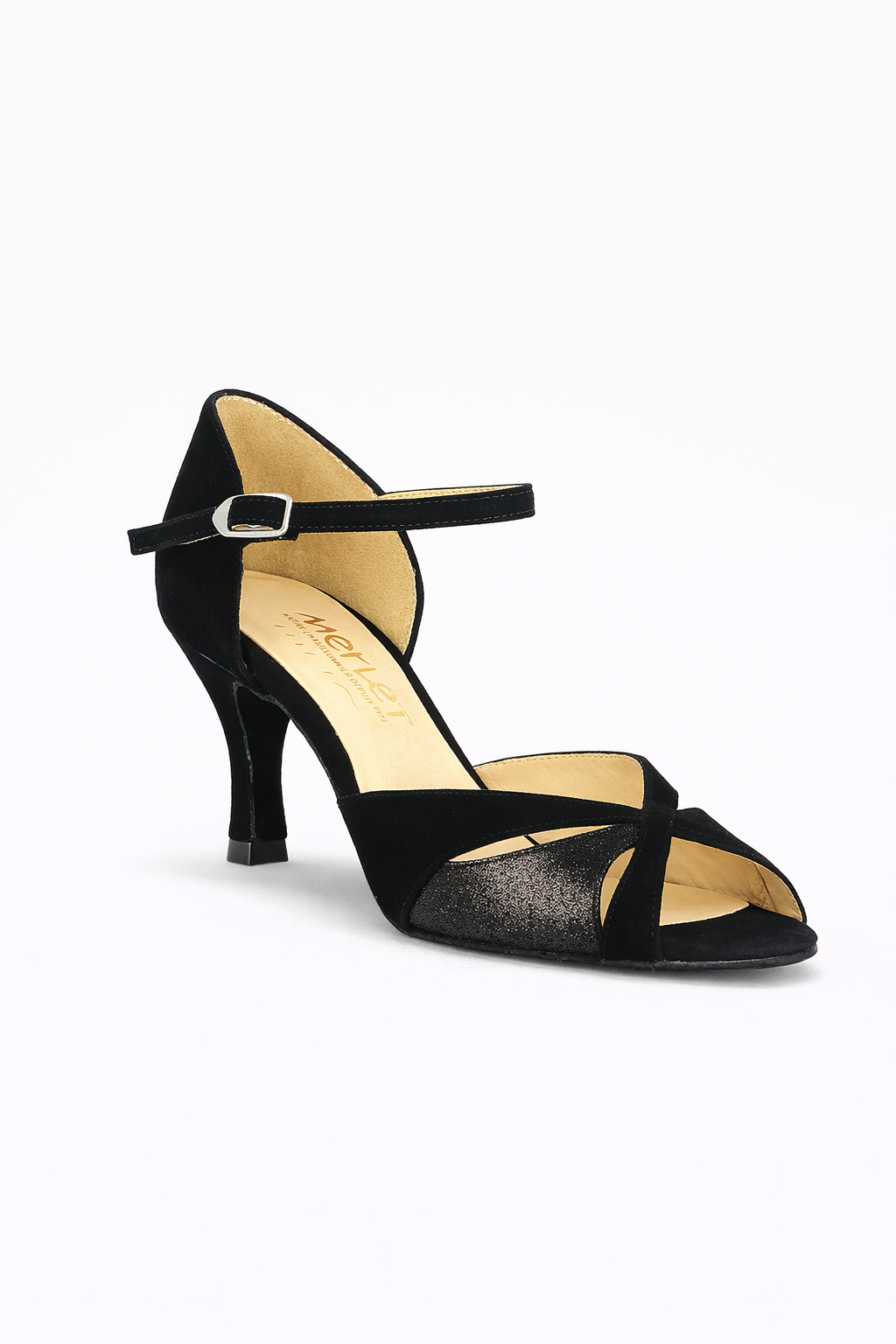 Merlet Saphir-Chaussures de danse noir pailleté